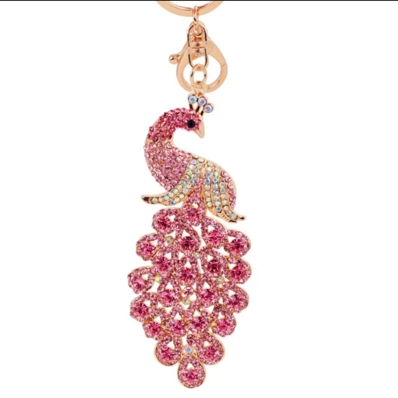 BRAND NEW! Rhinestone Peacock Keychain Purse Jewel Charm ~ Gift Exotic - Picture 9 of 11